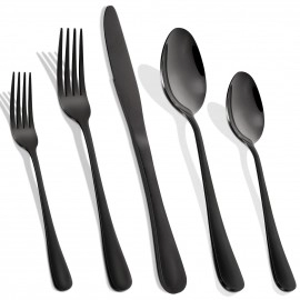 20 Piece Black Silverware Tableware Cutlery Set, Stainless Steel Utensils Service for 4