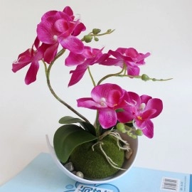 3-branch Simulate Butterfly Orchid with Flowerpot Potted