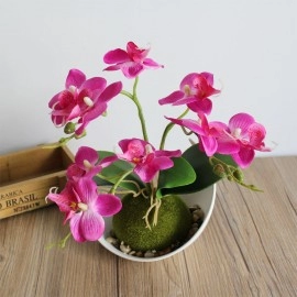 3-branch Simulate Butterfly Orchid with Flowerpot Potted