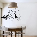 Wall Stickers Cat on Long Tree Branch Pattern